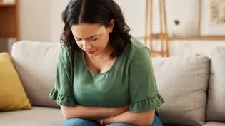 Woman suffering from endometriosis