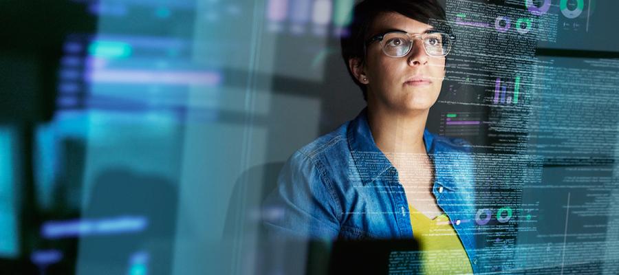 Academic looking at data