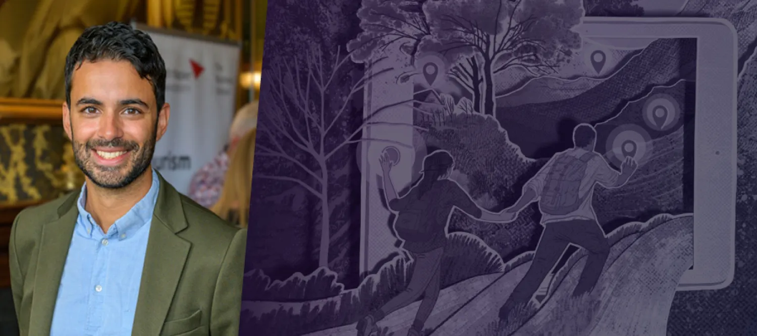 illustration of couple hiking