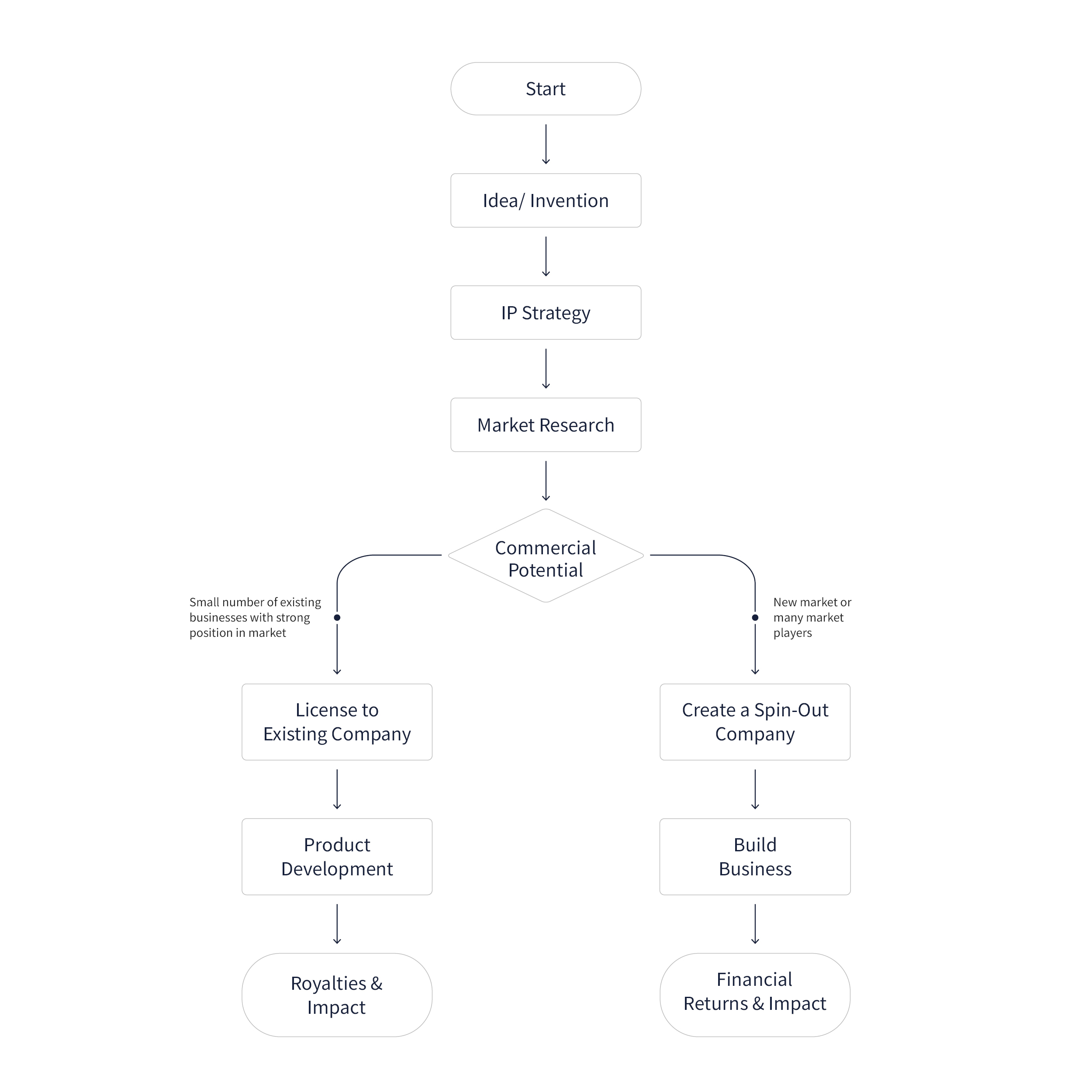 Flowchart of Licensing v Spinning Out