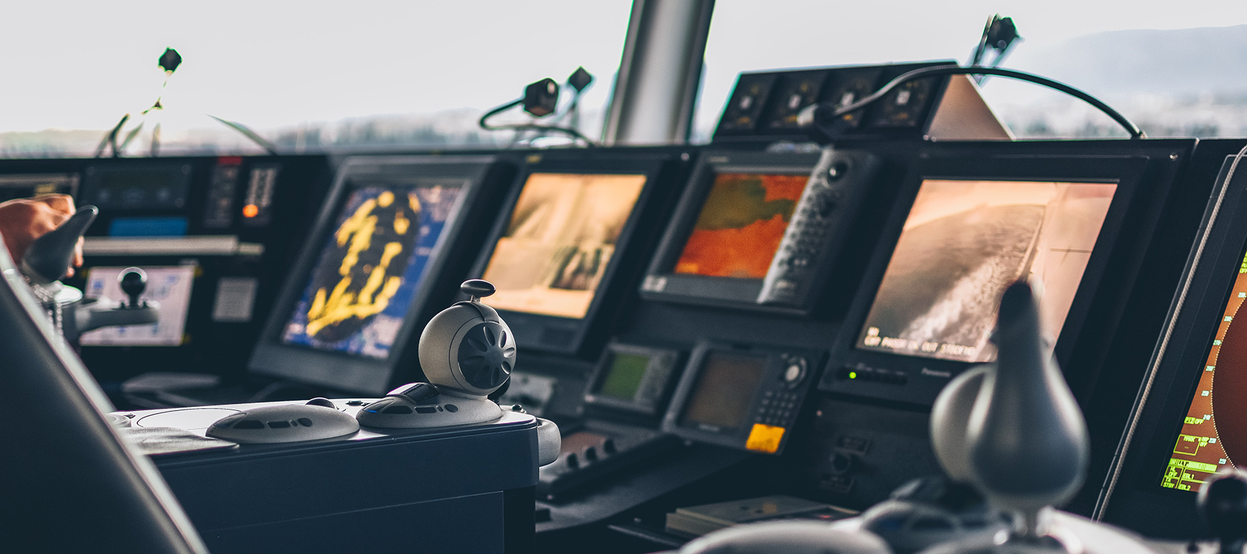 Computers on a ship bridge